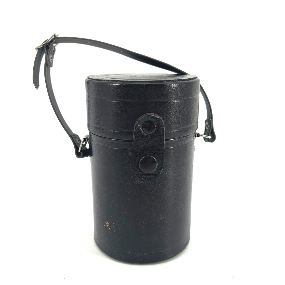 Vintage Vivitar Brown Leather Cylinder Camera Lens Case Red Velvet Lined USA